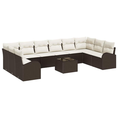 Sofa Set mit Kissen 11 pcs Braun Polyrattan