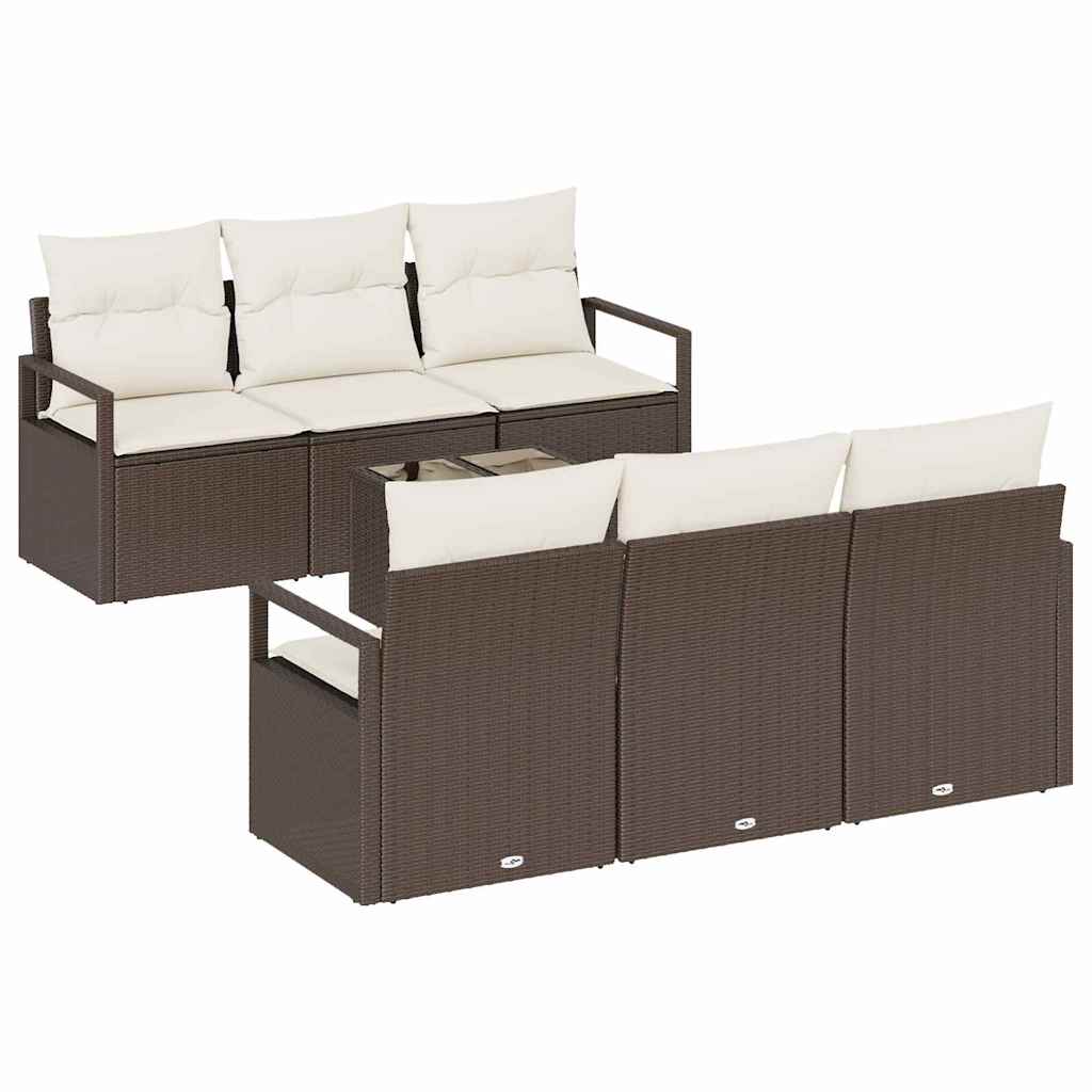 vidaXL Sofa Set 7 pcs Braun und Creme Poly-Rattan