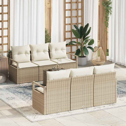 vidaXL Sofa Set mit Kissen 7 pcs Beige und Creme Poly Rattan