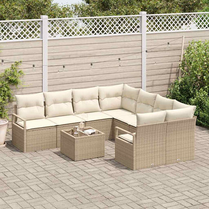 vidaXL Sofa Set mit Kissen 9 pcs Beige und Creme Poly Rattan