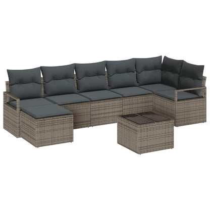 Sofa Set mit Kissen 8 pcs Grau Poly Rattan