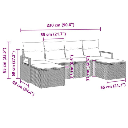 Sofa Set 6 pcs Hellgrau Poly-Rattan