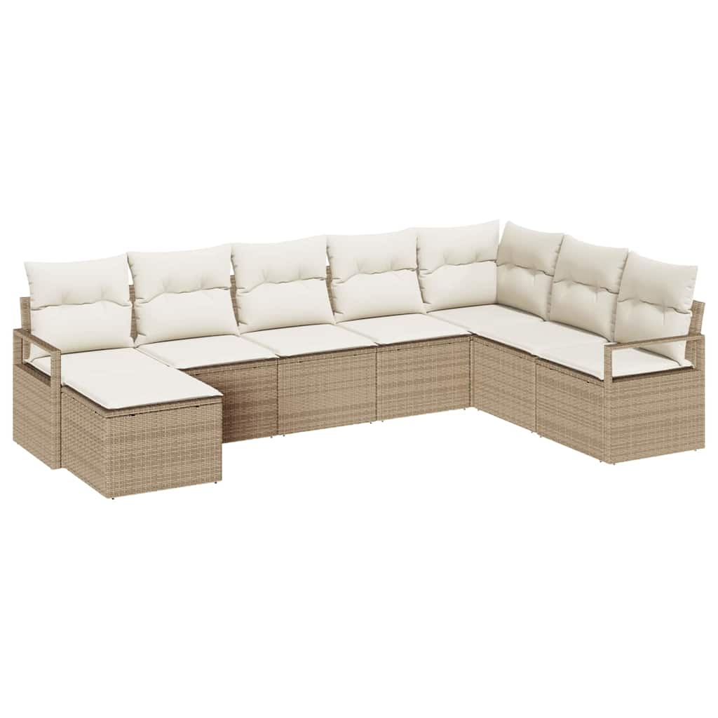 Sofa Set mit Kissen 8 pcs Beige Poly Rattan