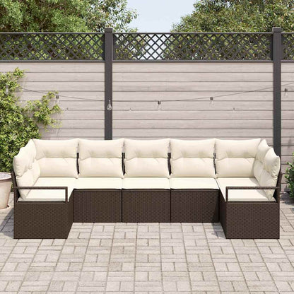 Sofa Set mit Kissen 7 pcs Braun Poly Rattan
