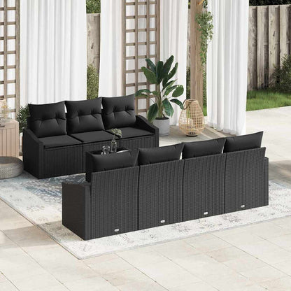 Sofa Set mit Kissen mit Kissen 8 pcs Schwarz Poly-Rattan