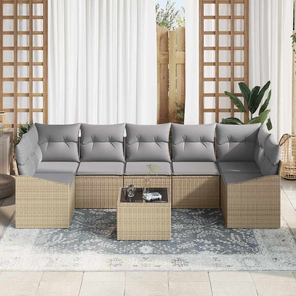 Sofa Set Beige und Hellgrau 55 x 55 x 37 cm Poly-Rattan