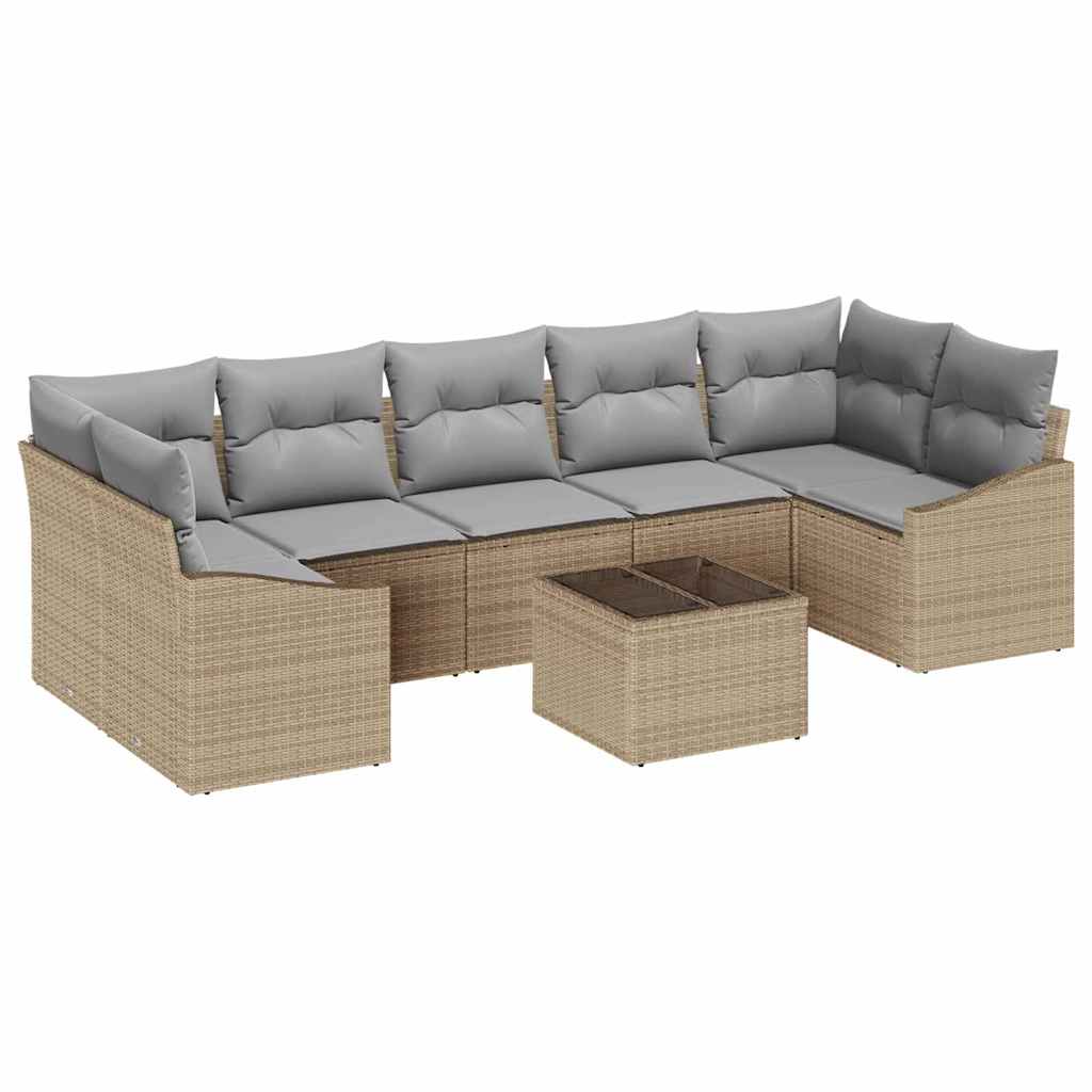 Sofa Set Beige und Hellgrau 55 x 55 x 37 cm Poly-Rattan
