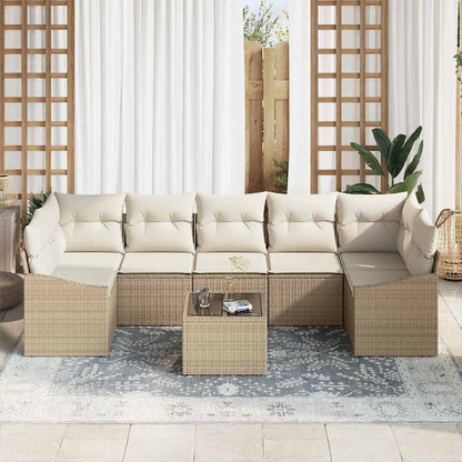 Sofa Set mit Kissen Beige und Creme 55 x 55 x 37 cm Poly Rattan