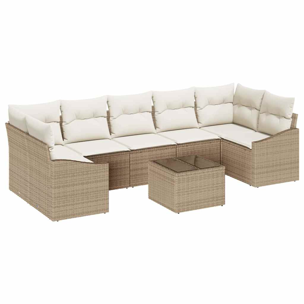 Sofa Set mit Kissen Beige und Creme 55 x 55 x 37 cm Poly Rattan