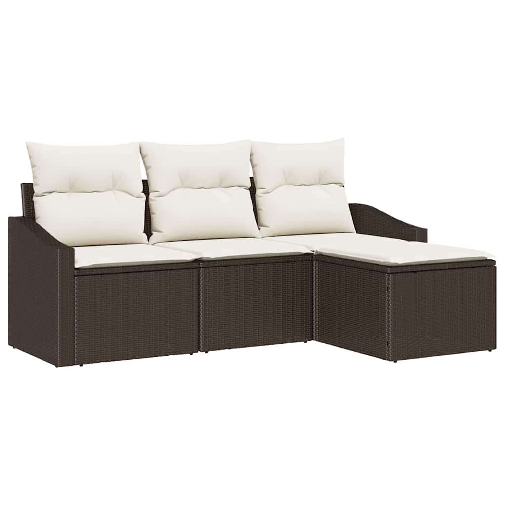 Sofa Set mit Kissen 4 pcs Braun Poly Rattan