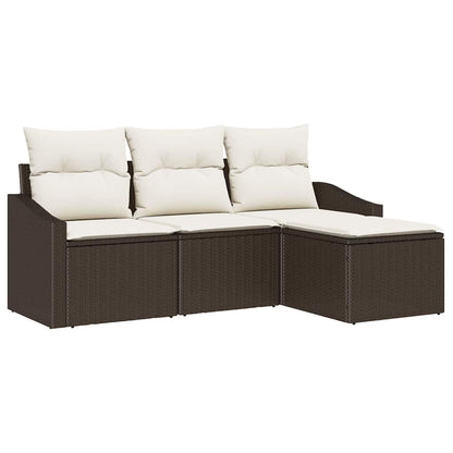 Sofa Set mit Kissen 4 pcs Braun Poly Rattan