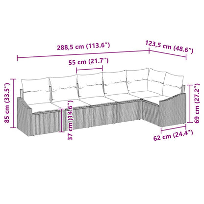 Sofa Set mit Kissen 6 pcs Grau Poly-Rattan