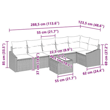 Sofa Set mit Kissen 7 pcs Grau Poly-Rattan