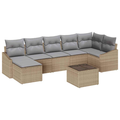Sofa Set mit Kissen 8 pcs Beige Poly Rattan