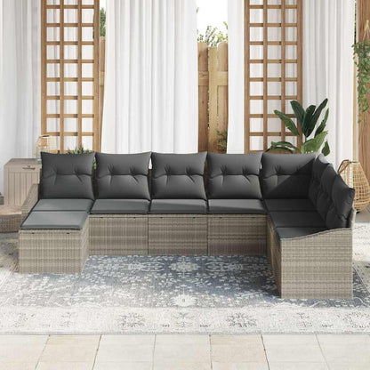 Sofa Set mit Kissen 8 pcs Hellgrau Poly-Rattan