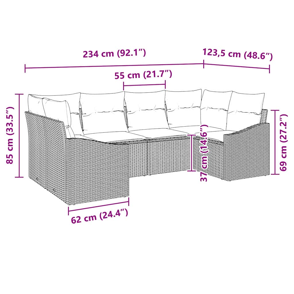 Sofa Set mit Kissen 6 pcs Beige Poly-Rattan