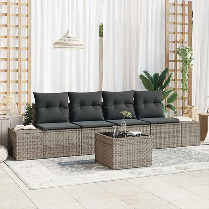 Sofa Set mit Kissen mit Kissen 5 pcs Grau Poly Rattan