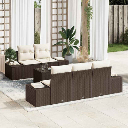 Sofa Set mit Kissen Braun Poly Rattan