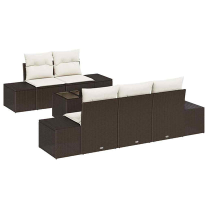 Sofa Set mit Kissen Braun Poly Rattan
