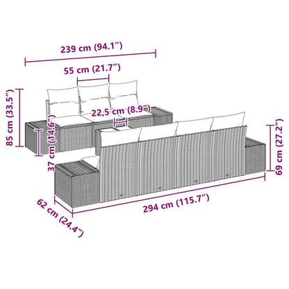 Sofa Set mit Kissen 8 pcs Beige Poly Rattan