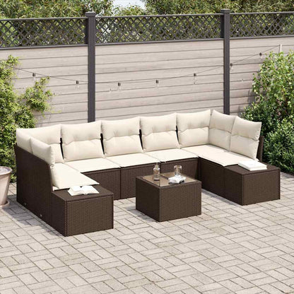 Sofa Set mit Kissen 8 pcs Braun Poly Rattan