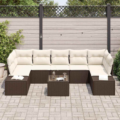 Sofa Set mit Kissen 8 pcs Braun Poly Rattan