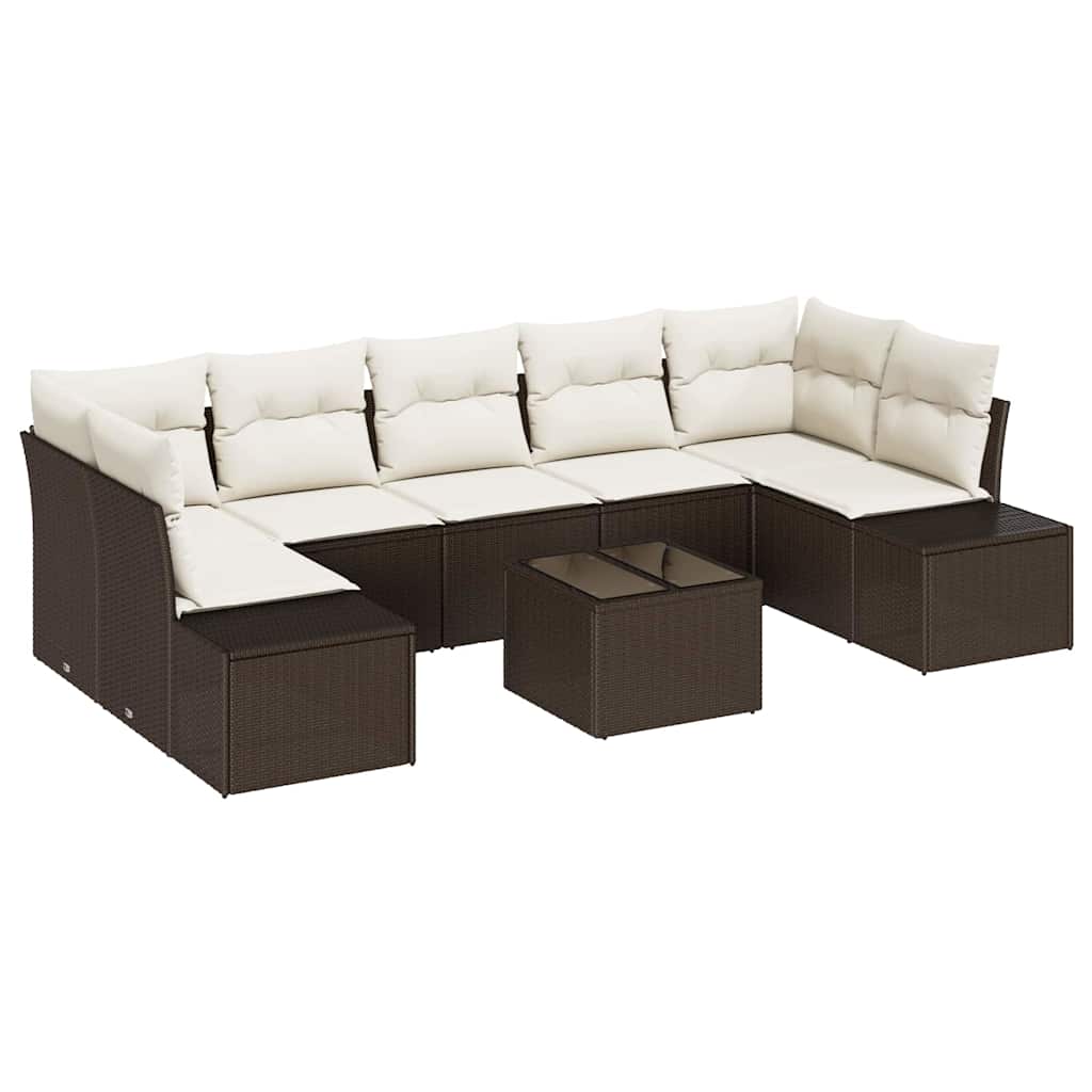 Sofa Set mit Kissen 8 pcs Braun Poly Rattan