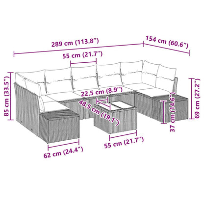 Sofa Set mit Kissen 8 pcs Braun Poly Rattan