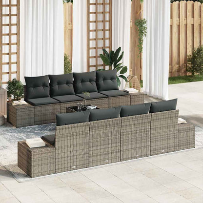 Sofa Set mit Kissen 7 pcs Grau Poly Rattan