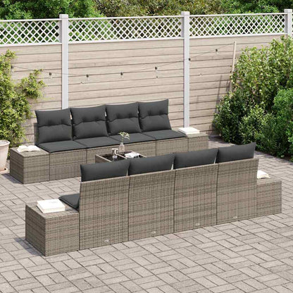 Sofa Set mit Kissen 7 pcs Grau Poly Rattan