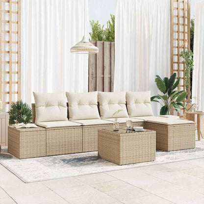 vidaXL Ensemble de canapés avec coussins 6 pcs Beige Rotin PE