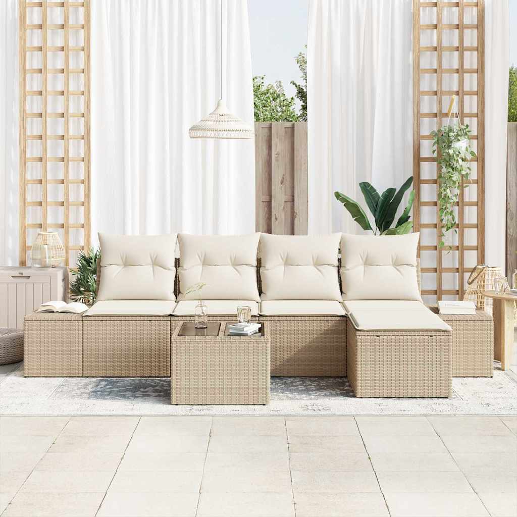 vidaXL Ensemble de canapés avec coussins 6 pcs Beige Rotin PE