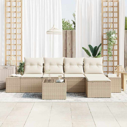 vidaXL Ensemble de canapés avec coussins 6 pcs Beige Rotin PE