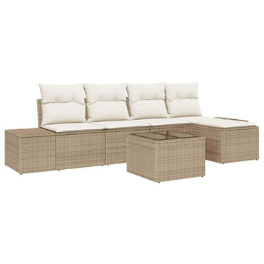 vidaXL Ensemble de canapés avec coussins 6 pcs Beige Rotin PE