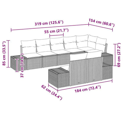 Gartensofa-set mit Kissen 8 pcs Grau Poly-Rattan