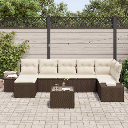 Gartensofa-set mit Kissen 8 pcs Braun Poly-Rattan