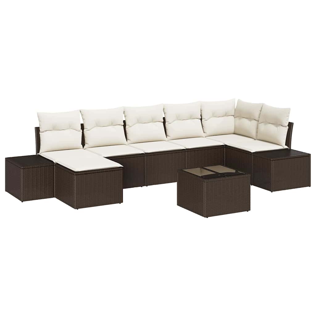 Gartensofa-set mit Kissen 8 pcs Braun Poly-Rattan