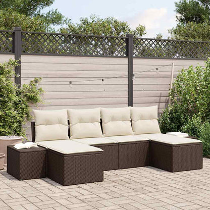 Gartensofa-set mit Kissen 6 pcs Braun Poly-Rattan