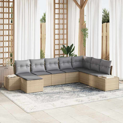 Gartensofa-set mit Kissen 8 pcs Poly-Rattan