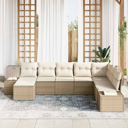 vidaXL Salon de jardin avec coussins 8 pcs Beige Résine tressée
