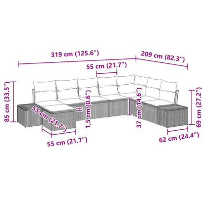 vidaXL Salon de jardin avec coussins 8 pcs Noir Résine tressée