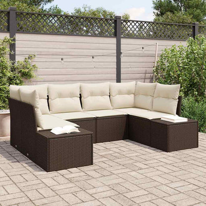 Gartensofa-set mit Kissen 6 pcs Braun Poly-Rattan