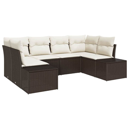 Gartensofa-set mit Kissen 6 pcs Braun Poly-Rattan
