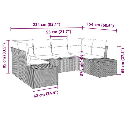 Gartensofa-set mit Kissen 6 pcs Braun Poly-Rattan