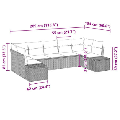 Gartensofa-set mit Kissen 7 pcs Schwarz Poly-Rattan