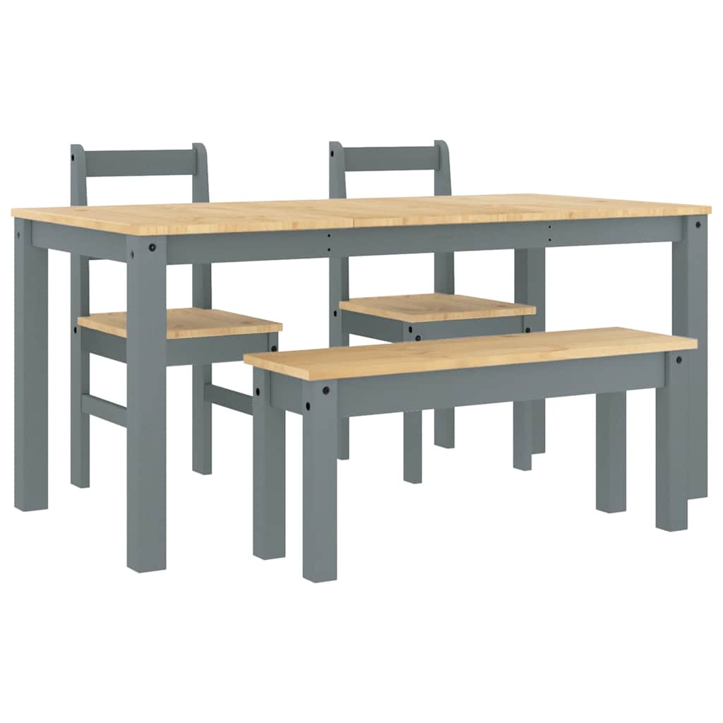 vidaXL 4-tlg. Essgruppe Panama Grau Massivholz Kiefer
