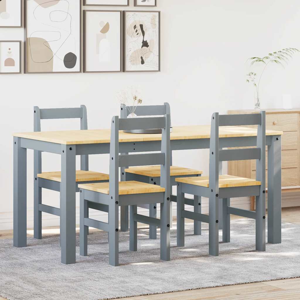 vidaXL 5-tlg. Essgruppe Panama Grau Massivholz Kiefer
