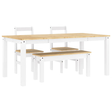 vidaXL 4-tlg. Essgruppe Panama Weiß Massivholz Kiefer