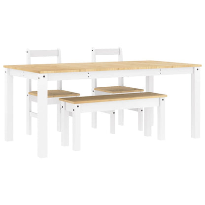 vidaXL 4-tlg. Essgruppe Panama Weiß Massivholz Kiefer
