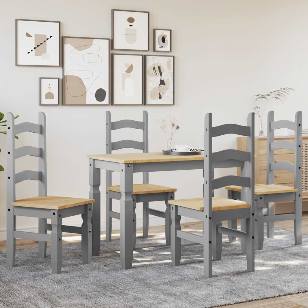 vidaXL 5-tlg. Essgruppe Panama Grau Massivholz Kiefer
